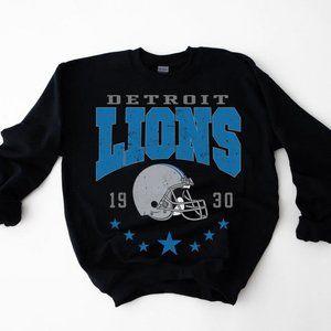 Black Vintage Style Sweatshirt, Lions Detroit Football Crewneck Sweater UnisexPM